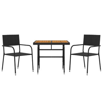 3-delige Tuinset poly rattan zwart 3
