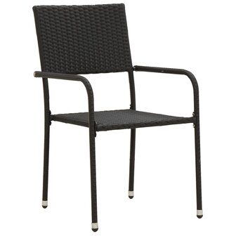 3-delige Tuinset poly rattan zwart 4