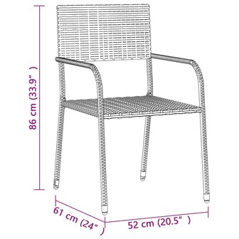 3-delige Tuinset poly rattan zwart 8