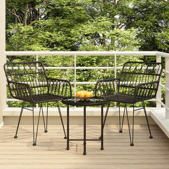 3-delige Tuinset poly rattan zwart 1