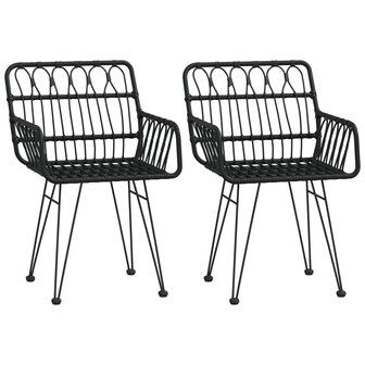 3-delige Tuinset poly rattan zwart 4
