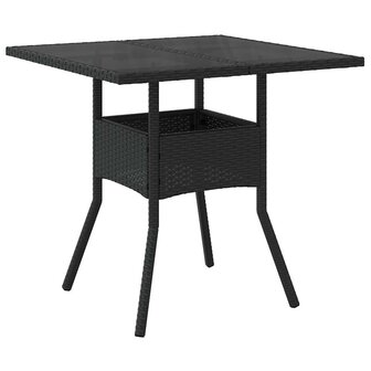 3-delige Tuinset met kussens poly rattan en glas zwart 4