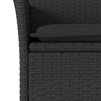3-delige Tuinset met kussens poly rattan en glas zwart 5