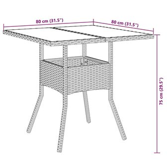 3-delige Tuinset met kussens poly rattan en glas zwart 9