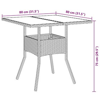 3-delige Tuinset met kussens poly rattan en glas grijs 9