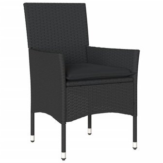 3-delige Tuinset met kussens poly rattan en glas zwart 3