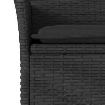 3-delige Tuinset met kussens poly rattan en glas zwart 5