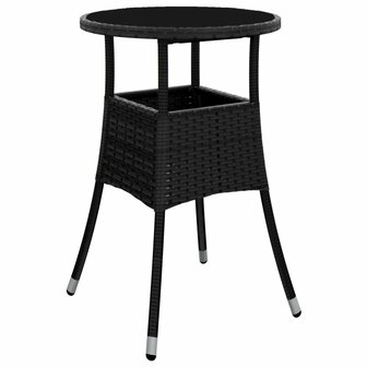 3-delige Tuinset met kussens poly rattan en glas zwart 6