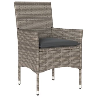 3-delige Tuinset met kussens poly rattan en glas grijs 3