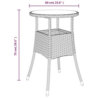 3-delige Tuinset met kussens poly rattan en glas grijs 9