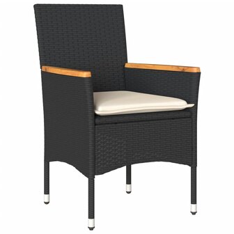 3-delige Tuinset met kussens poly rattan en glas zwart 3