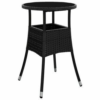 3-delige Tuinset met kussens poly rattan en glas zwart 4