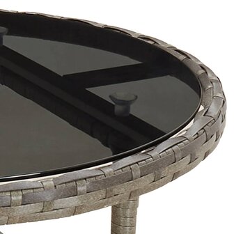 3-delige Tuinset met kussens poly rattan en glas grijs 6
