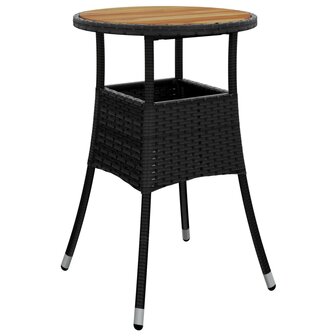 3-delige Tuinset met kussens poly rattan en acaciahout zwart 4