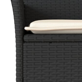 3-delige Tuinset met kussens poly rattan en acaciahout zwart 5