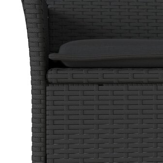 3-delige Tuinset met kussens poly rattan en acaciahout zwart 5