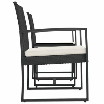 3-delige Tuinset met kussens polypropeen rattan zwart 4