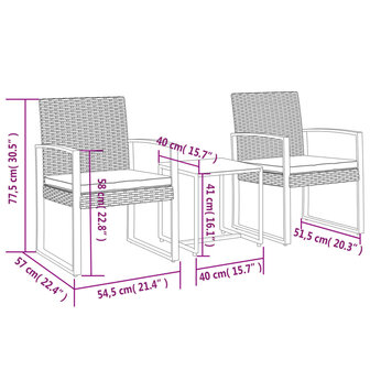 3-delige Tuinset met kussens polypropeen rattan bruin 7