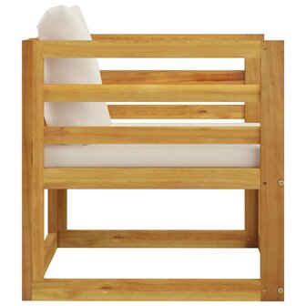 Tuinstoel met cr&egrave;mekleurige kussens massief acaciahout 3