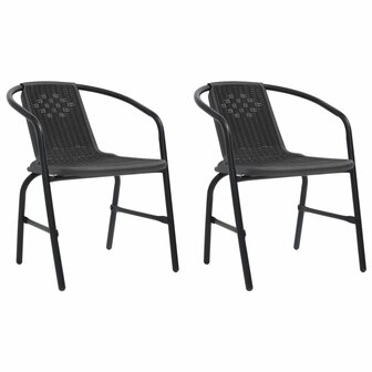 Tuinstoelen 2 st 110 kg kunststof rattan en staal 1