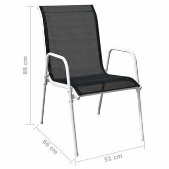 Tuinstoelen stapelbaar 2 st staal en textileen zwart 7