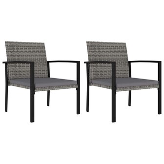 Tuinstoelen 2 st poly rattan grijs 1
