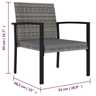 Tuinstoelen 2 st poly rattan grijs 5