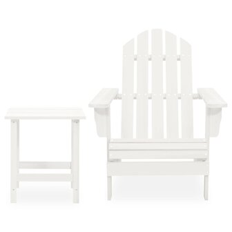 Tuinstoel Adirondack met tafel massief vurenhout wit 2