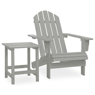 Tuinstoel Adirondack met tafel massief vurenhout grijs 1