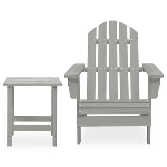 Tuinstoel Adirondack met tafel massief vurenhout grijs 2