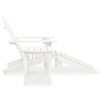 Tuinstoel Adirondack met voetenbank tafel massief vurenhout wit 3