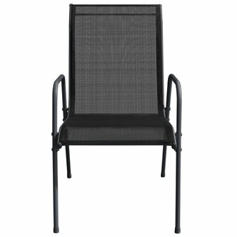 Tuinstoelen 2 st staal en textileen zwart 4