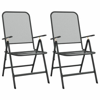 Tuinstoelen inklapbaar 2 st metaalgaas antracietkleurig 2