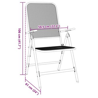 Tuinstoelen inklapbaar 2 st metaalgaas antracietkleurig 9
