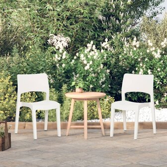 Tuinstoelen 2 st polypropeen wit 1