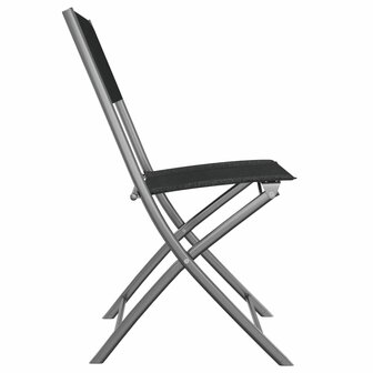 Tuinstoelen inklapbaar 2 st staal en textileen zwart 5