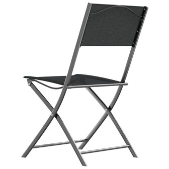 Tuinstoelen inklapbaar 2 st staal en textileen zwart 6