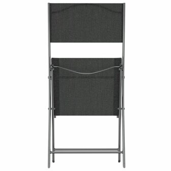 Tuinstoelen inklapbaar 2 st staal en textileen zwart 7
