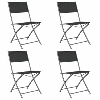 Tuinstoelen inklapbaar 4 st staal en textileen zwart 2