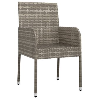 Tuinstoelen 2 st met kussens poly rattan grijs 4