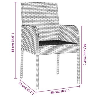 Tuinstoelen 2 st met kussens poly rattan grijs 9