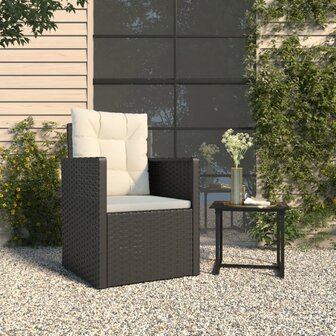 Tuinstoel met kussens poly rattan zwart 1