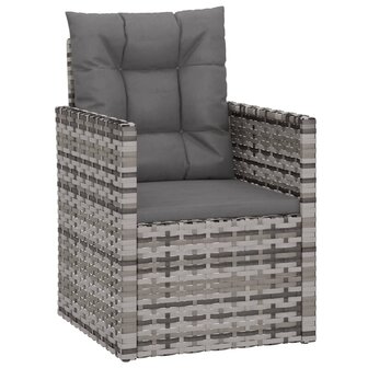 Tuinstoel met kussens poly rattan grijs 2