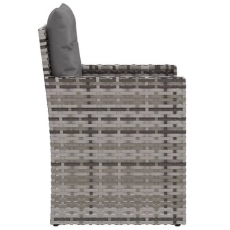 Tuinstoel met kussens poly rattan grijs 5