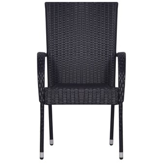 Tuinstoelen stapelbaar 2 st poly rattan zwart 3