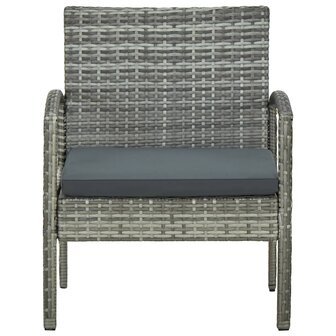 Tuinstoel met kussen poly rattan grijs 2