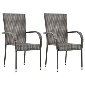 Tuinstoelen stapelbaar 2 st poly rattan grijs 1