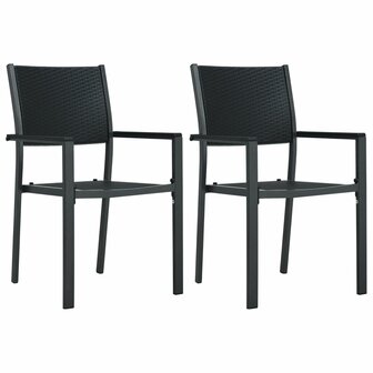 Tuinstoel 2 st rattan-look kunststof zwart 1