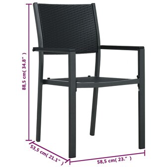 Tuinstoel 2 st rattan-look kunststof zwart 9