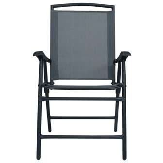 Tuinstoelen inklapbaar 2 st textileen grijs 3